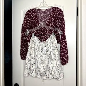 Pacsun & Boutique Floral Blouse Bundle EUC/NWT Small